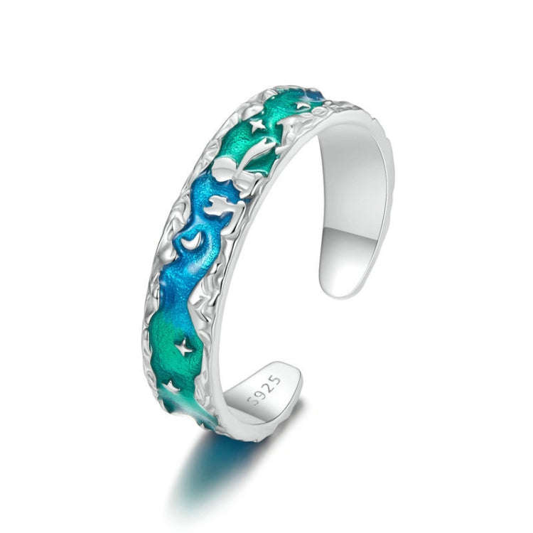 S925 Sterling Silver Aurora Star Little Prince Fox Open Ring(SCR1021-E)