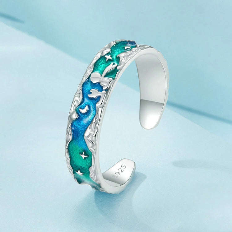 S925 Sterling Silver Aurora Star Little Prince Fox Open Ring(SCR1021-E)