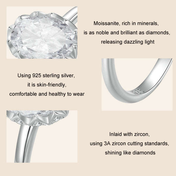 S925 Sterling Silver Plated With White Gold 1 Carat Moissanite Ring(No.6)