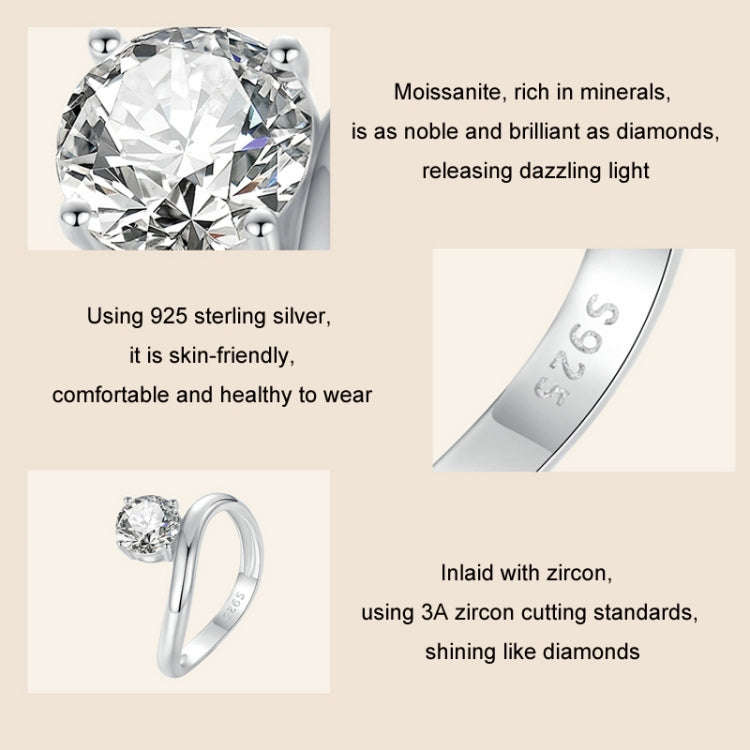 S925 Sterling Silver Platinum Plated 1 Carat Moissanite Engagement Ring(No.6)