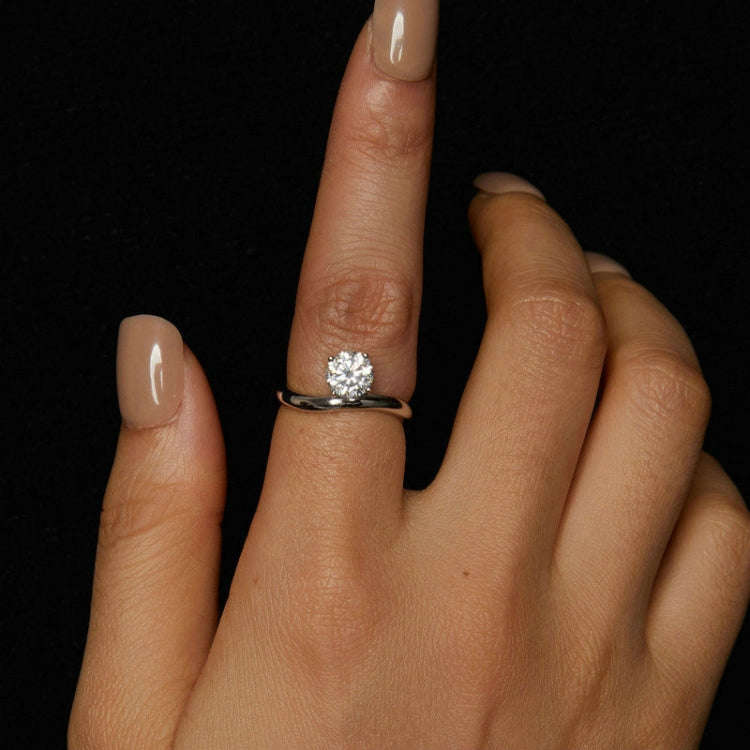 S925 Sterling Silver Platinum Plated 1 Carat Moissanite Engagement Ring(No.6)