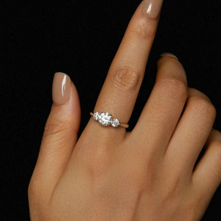 1 Carat Moissanite S925 Sterling Silver Platinum Plated Open Adjustable Ring(MSR051-E)