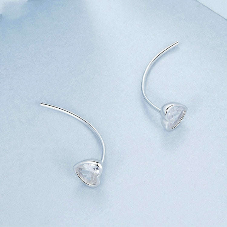 S925 Sterling Silver Playful Heart Zircon Earrings(BSE1003)