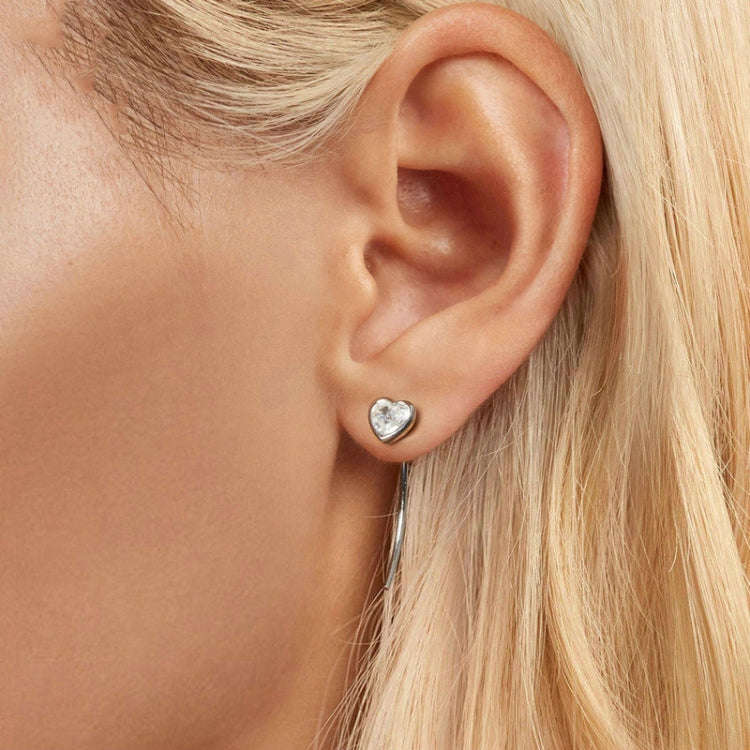 S925 Sterling Silver Playful Heart Zircon Earrings(BSE1003)
