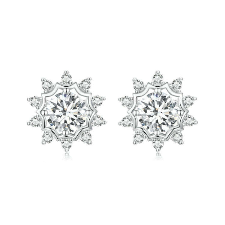 S925 Sterling Silver Plated With White Gold Shining Moissanite Earrings(MSE048)