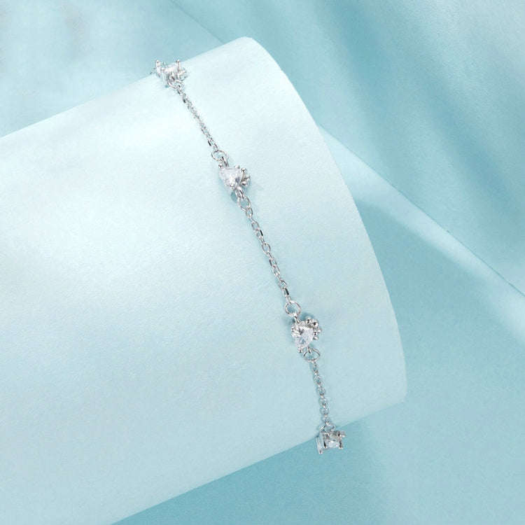 S925 Sterling Silver Platinum Plated Cute Dog Paw Bracelet(SCB271)