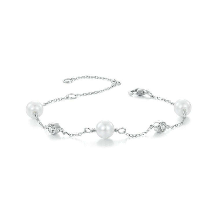 S925 Sterling Silver With White Moissanite Pearl Bracelet(MSB017)