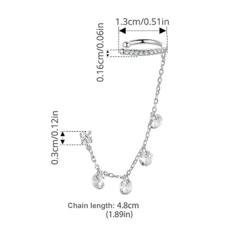 S925 Sterling Silver Fine Zircon Tassel Ear Bone Clip Earrings(BSE1088)