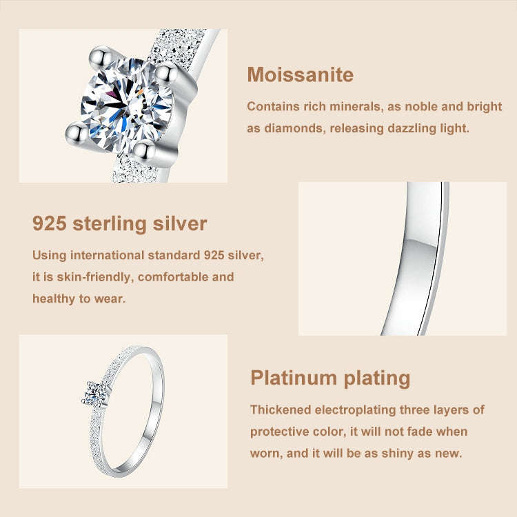 MSR058 S925 Sterling Silver Mossian Stone Ring Platinum Plating Ring(7)