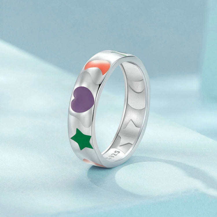 SCR1068 S925 Sterling Silver Plated with Platinum Color Drip Oil Ring(8)