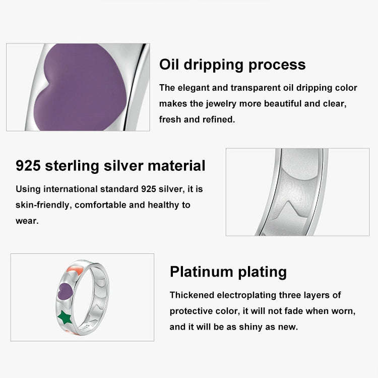 SCR1068 S925 Sterling Silver Plated with Platinum Color Drip Oil Ring(8)
