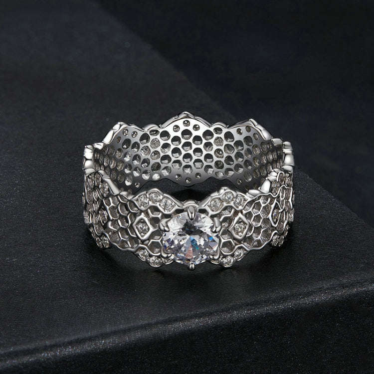 MSR061 S925 Sterling Silver Lace Hollow Moissanite Ring(8)