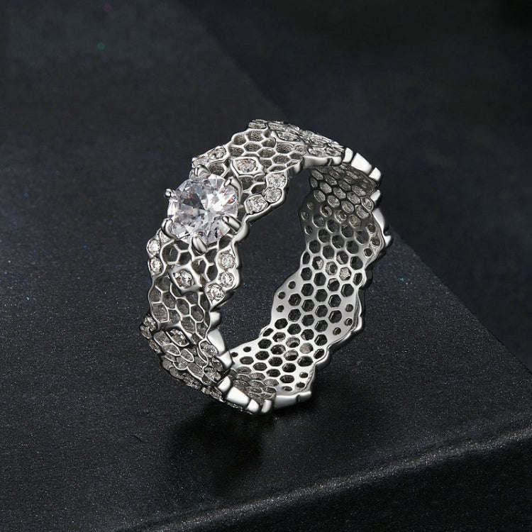 MSR061 S925 Sterling Silver Lace Hollow Moissanite Ring(7)