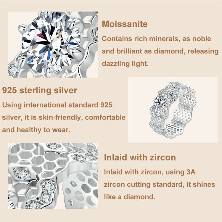 MSR061 S925 Sterling Silver Lace Hollow Moissanite Ring(7)
