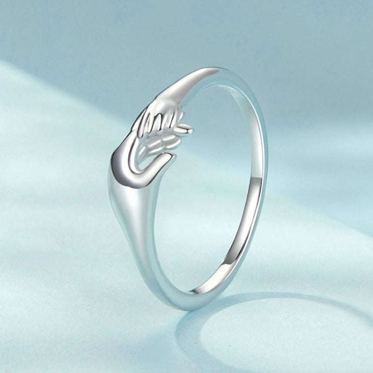 SCR1069 S925 Sterling Silver Plated With Platinum Hand-In-Hand Shape Ring(7)