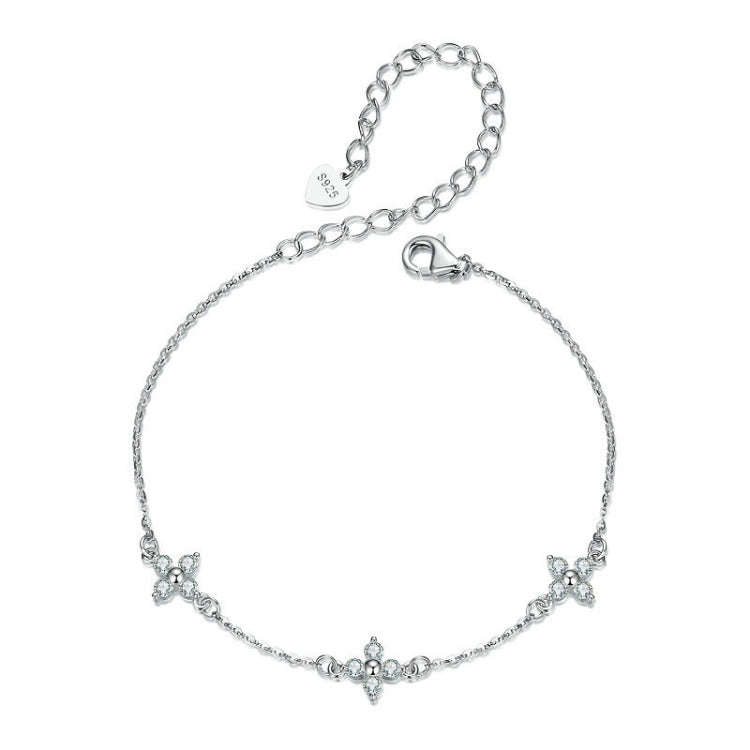 S925 Sterling Silver Lucky Four-leaf Clover Shining Moissanite Bracelet(MSB021)