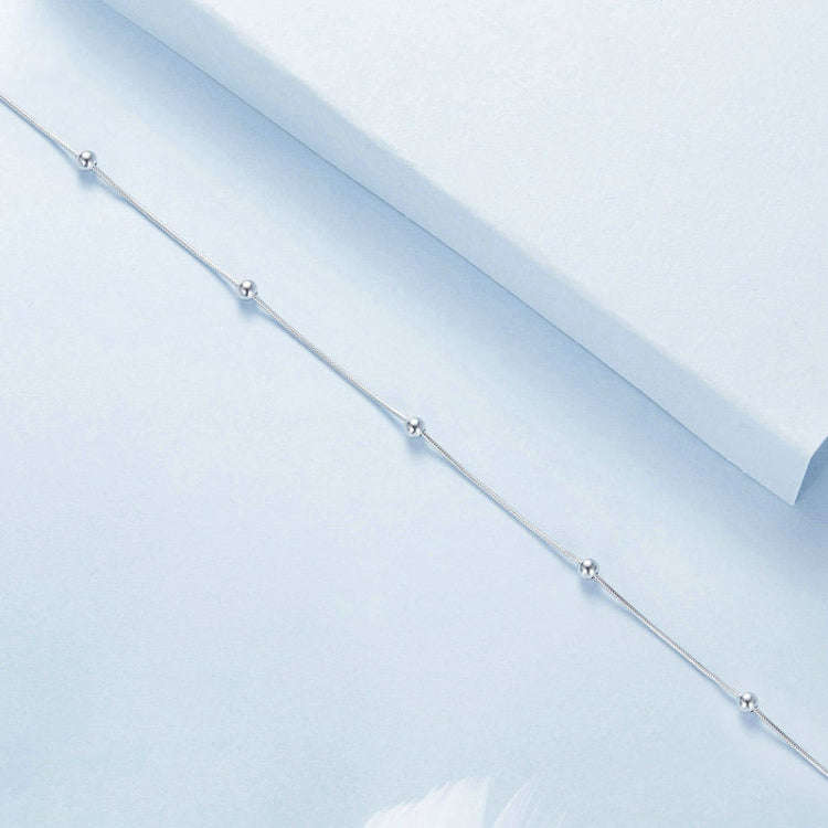 S925 Sterling Silver Plated Platinum Snake Bone Beads Thin Anklet(BST009)