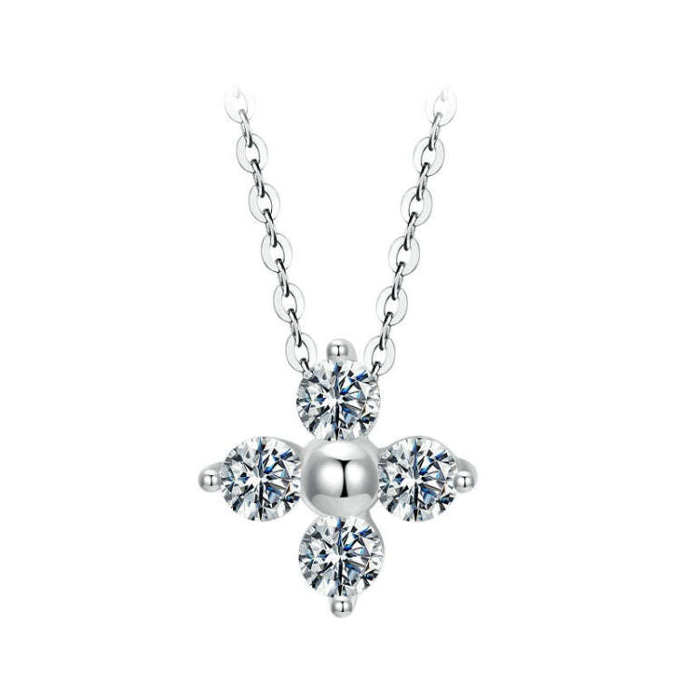 S925 Sterling Silver Plated with Platinum Lucky Four-leaf Clover Moissanite Necklace(MSN038)