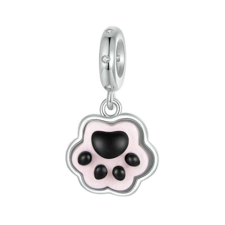 S925 Sterling Silver Platinum Plated Cute Cat Claw Luminous Pendant(SCC2877)