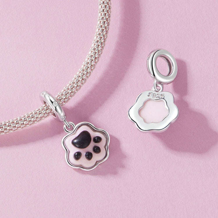 S925 Sterling Silver Platinum Plated Cute Cat Claw Luminous Pendant(SCC2877)