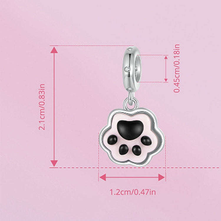 S925 Sterling Silver Platinum Plated Cute Cat Claw Luminous Pendant(SCC2877)
