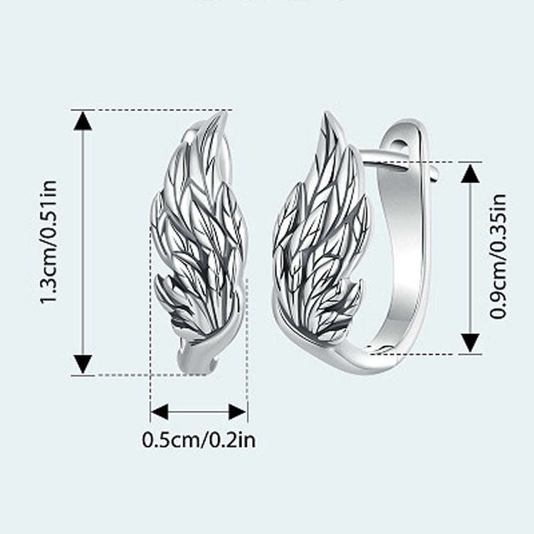 S925 Sterling Silver Oxidized Ear Buckle Wing Shape Earrings(SCE1795)