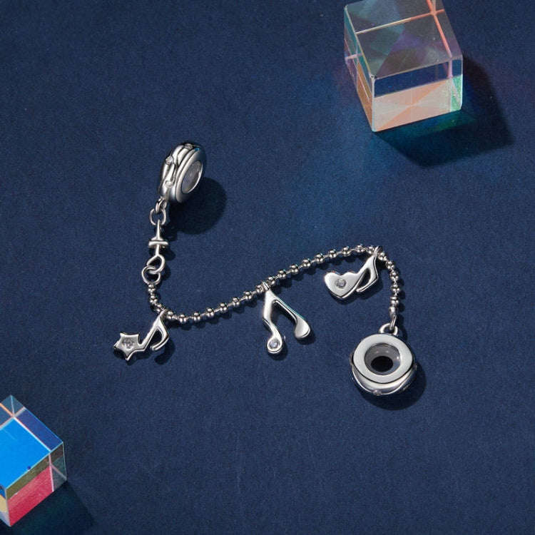S925 Sterling Silver Platinum-plated Note Shape Safety Chain Jewelry Pendant Accessories(SCC2871)