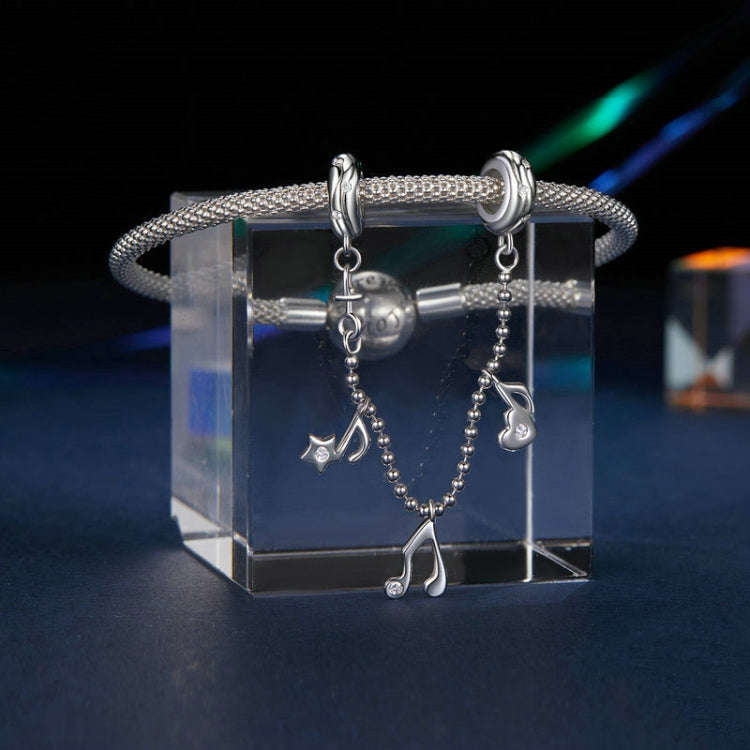 S925 Sterling Silver Platinum-plated Note Shape Safety Chain Jewelry Pendant Accessories(SCC2871)