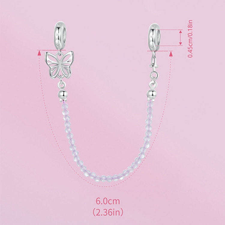 S925 Sterling Silver Platinum Plated Butterfly Safety Chain Bracelet Accessories(SCC2883)