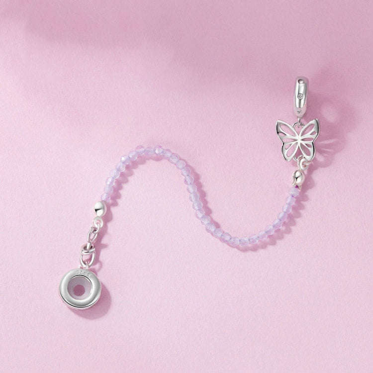 S925 Sterling Silver Platinum Plated Butterfly Safety Chain Bracelet Accessories(SCC2883)