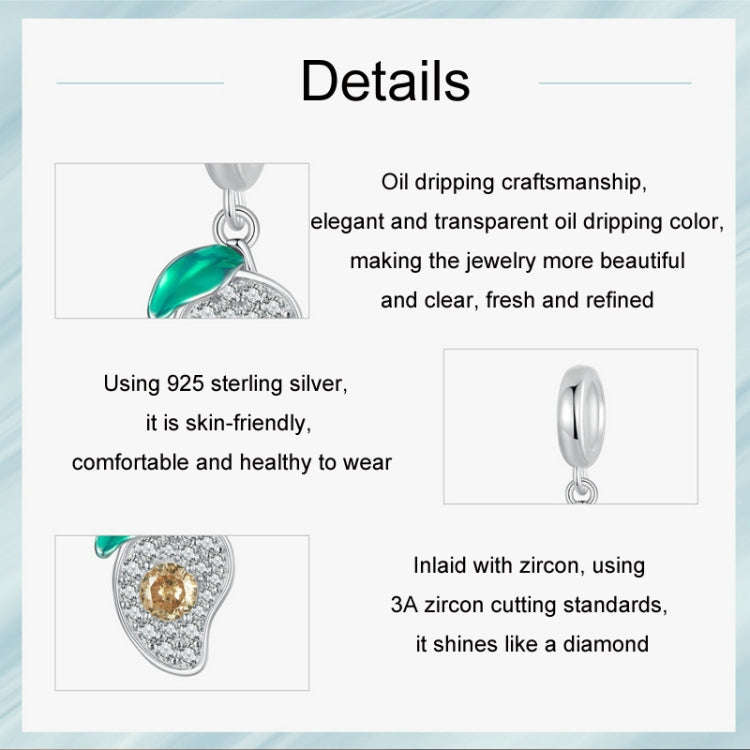 S925 Sterling Silver DIY Mango Bracelet Pendant(SCC2822)
