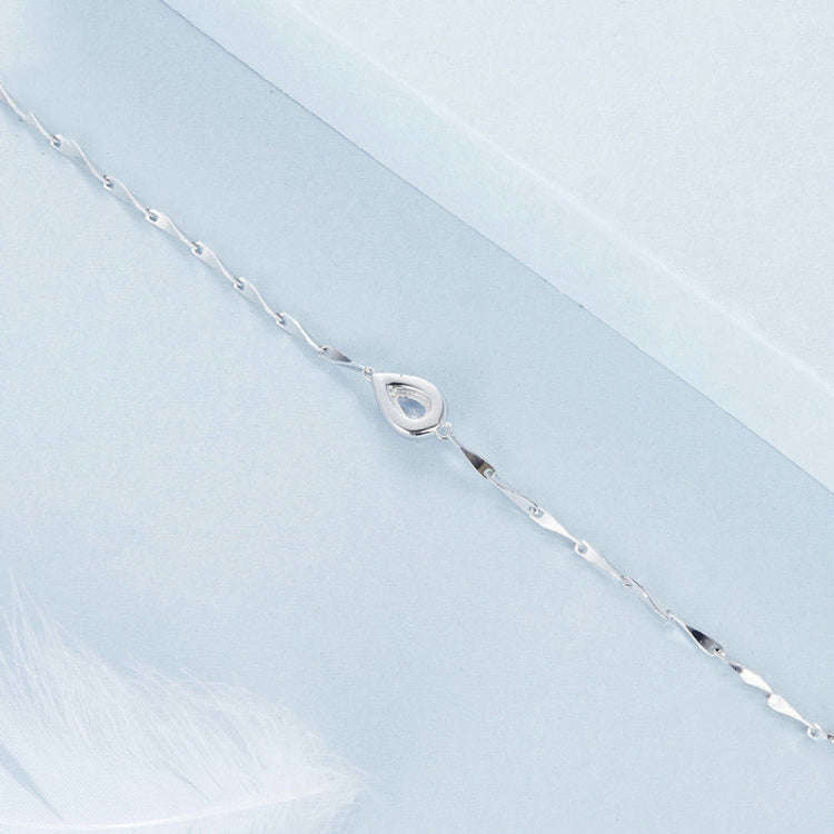 S925 Sterling Silver Platinum-Plated Teardrop-Shaped Zircon Bracelet(BSB185)