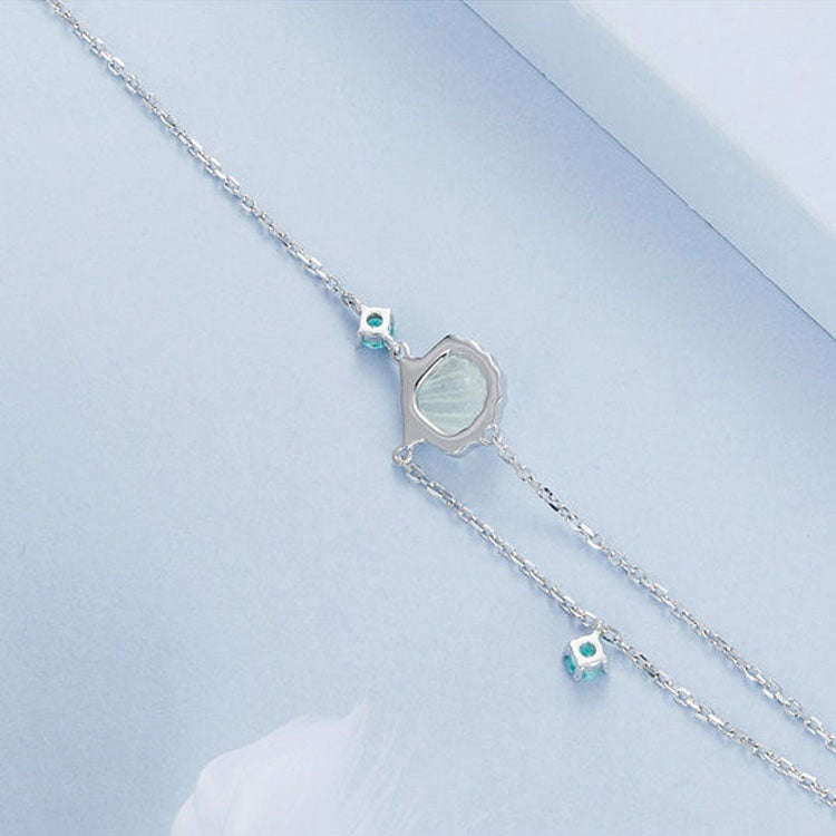 S925 Sterling Silver Platinum-Plated Summer Ocean-Style Shell Bracelet(BSB186)