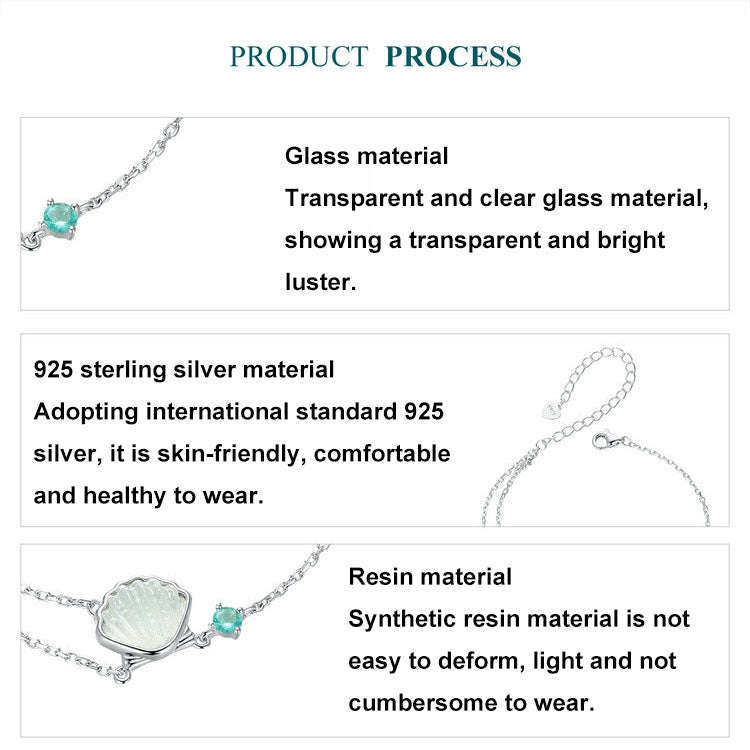 S925 Sterling Silver Platinum-Plated Summer Ocean-Style Shell Bracelet(BSB186)