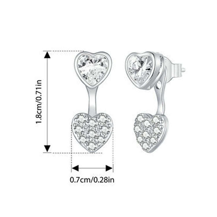 S925 Sterling Silver Plated With Platinum And Zircon Heart Earrings(BSE1043)