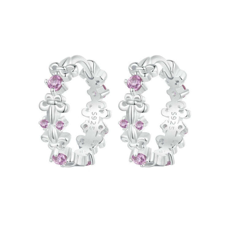 S925 Sterling Silver Platinum-plated Iris Earrings(BSE1046)