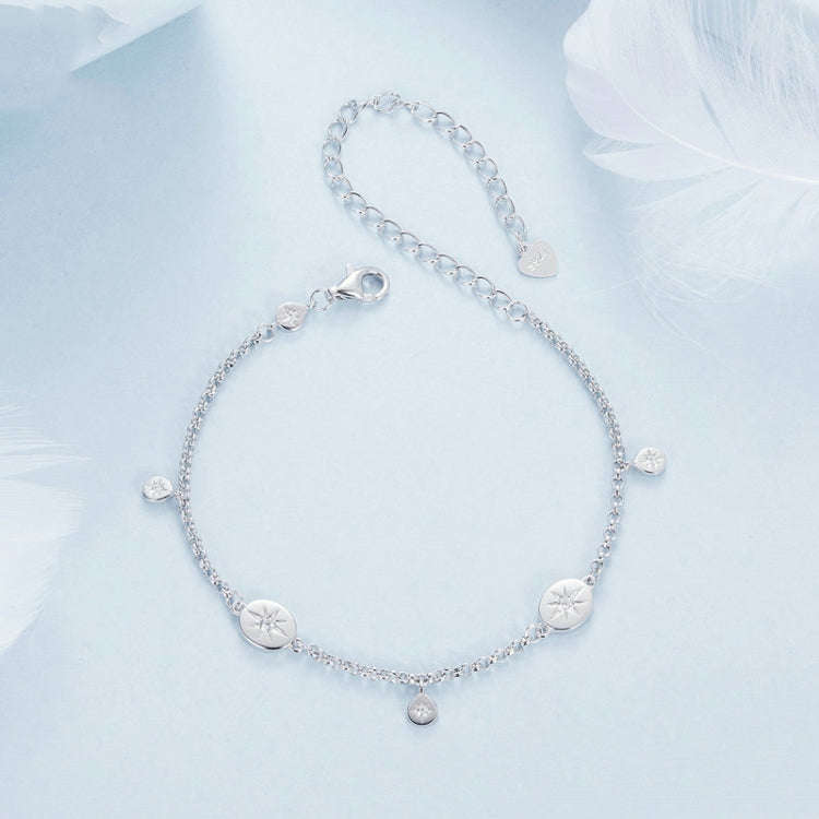 S925 Sterling Silver Platinum-plated Sun Bracelet(BSB182)
