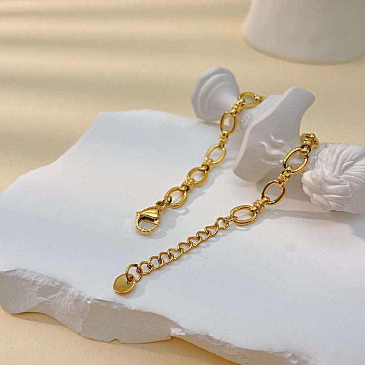 OPK 1384 Stainless Steel Plain Chain Jewelry Simple Splicing Bracelet, Color: Steel Color