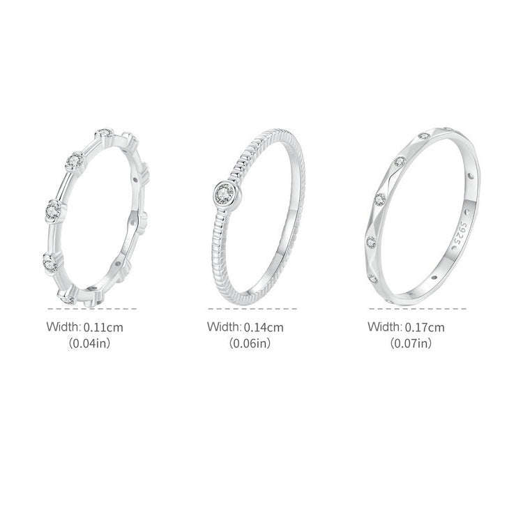 S925 Sterling Silver Platinum-plated Inlaid Zircon Ring Fine Sparkle Ring, Model: BSR577(7)
