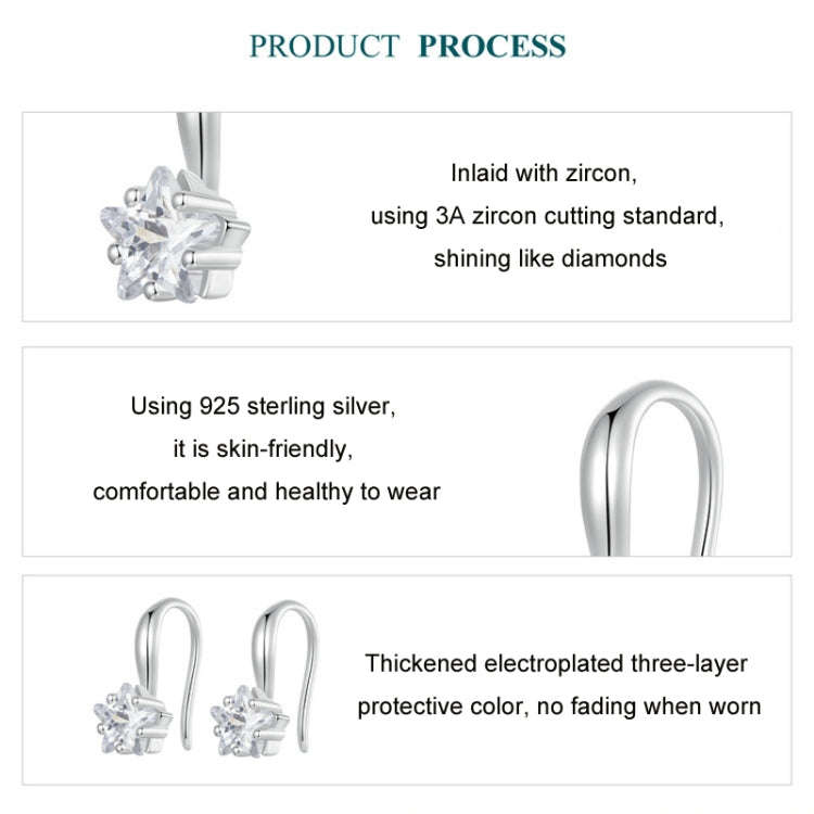 S925 Sterling Silver Star Zircon Female Earrings(BSE1028)