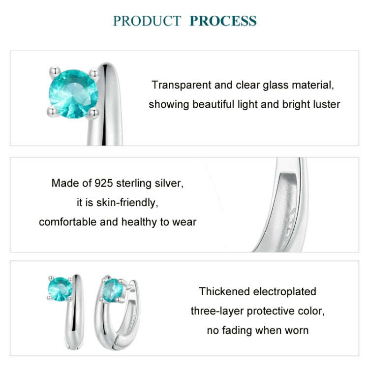 S925 Sterling Silver Platinum-Plated Green Female Earrings(BSE1030)
