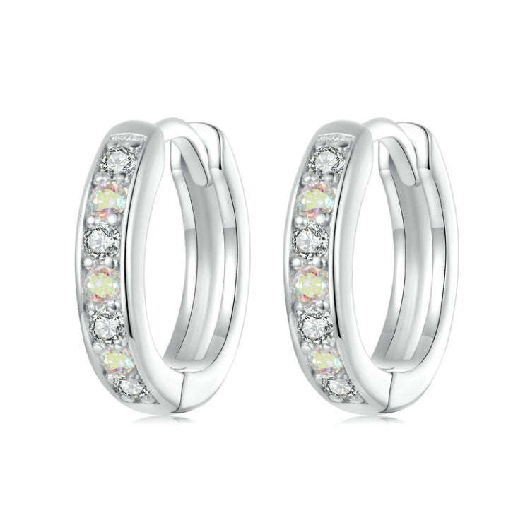 S925 Sterling Silver With Platinum-Plated Colorful Zircon Earrings(BSE1033)
