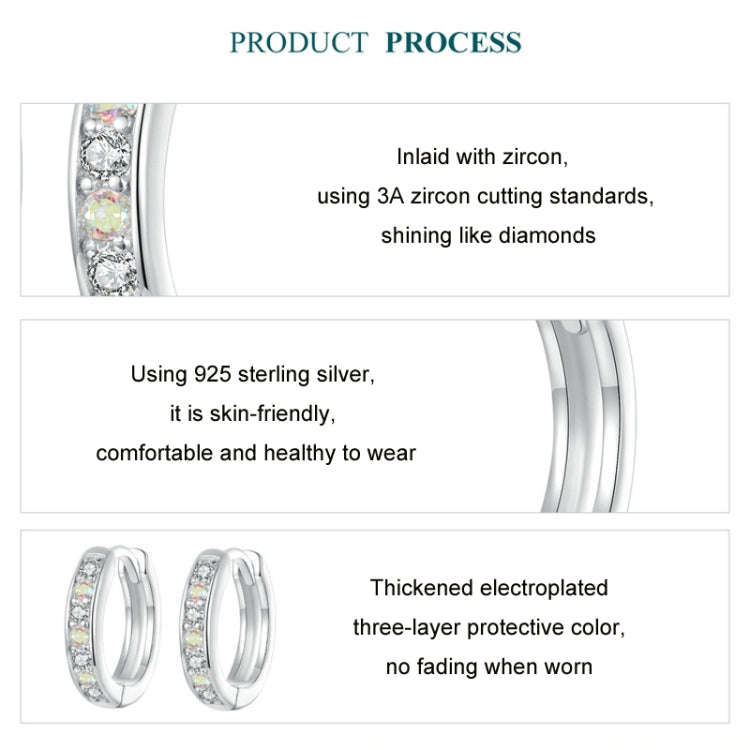 S925 Sterling Silver With Platinum-Plated Colorful Zircon Earrings(BSE1033)
