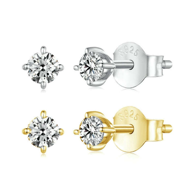 MSE038 S925 Sterling Silver Moissanite Earrings, Color: 0.5ct Gold