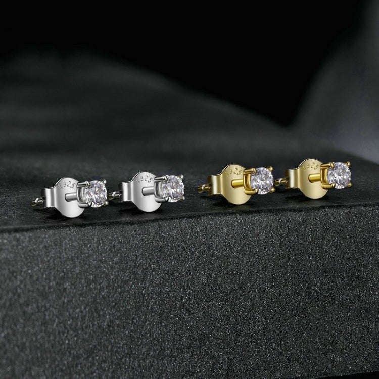 MSE038 S925 Sterling Silver Moissanite Earrings, Color: 1ct Silver
