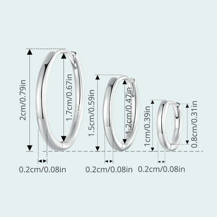 SCE1772 S925 Sterling Silver Platinum-plated Hoop Earrings, Size: M