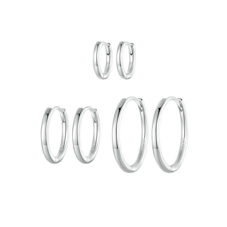 SCE1772 S925 Sterling Silver Platinum-plated Hoop Earrings, Size: L