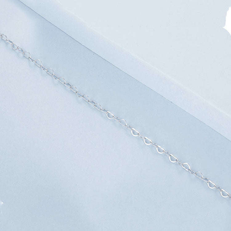 S925 Sterling Silver Platinum-plated Heart Buckle Anklet(BST007)