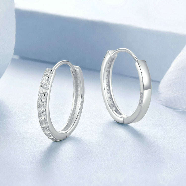 S925 Sterling Silver Gold-plated Silver Hoop Earrings Ear Ornaments, Color: Silver L