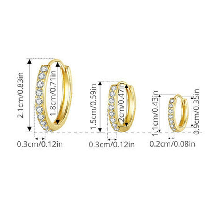 S925 Sterling Silver Gold-plated Silver Hoop Earrings Ear Ornaments, Color: Silver L